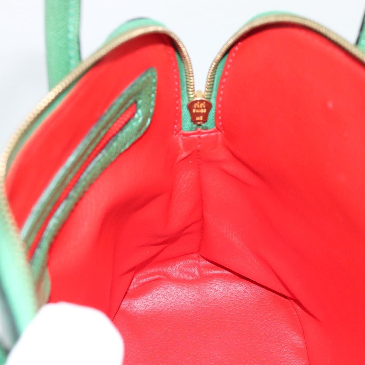 CELINE Hand Bag Leather 2way Green Gold Auth 190825A