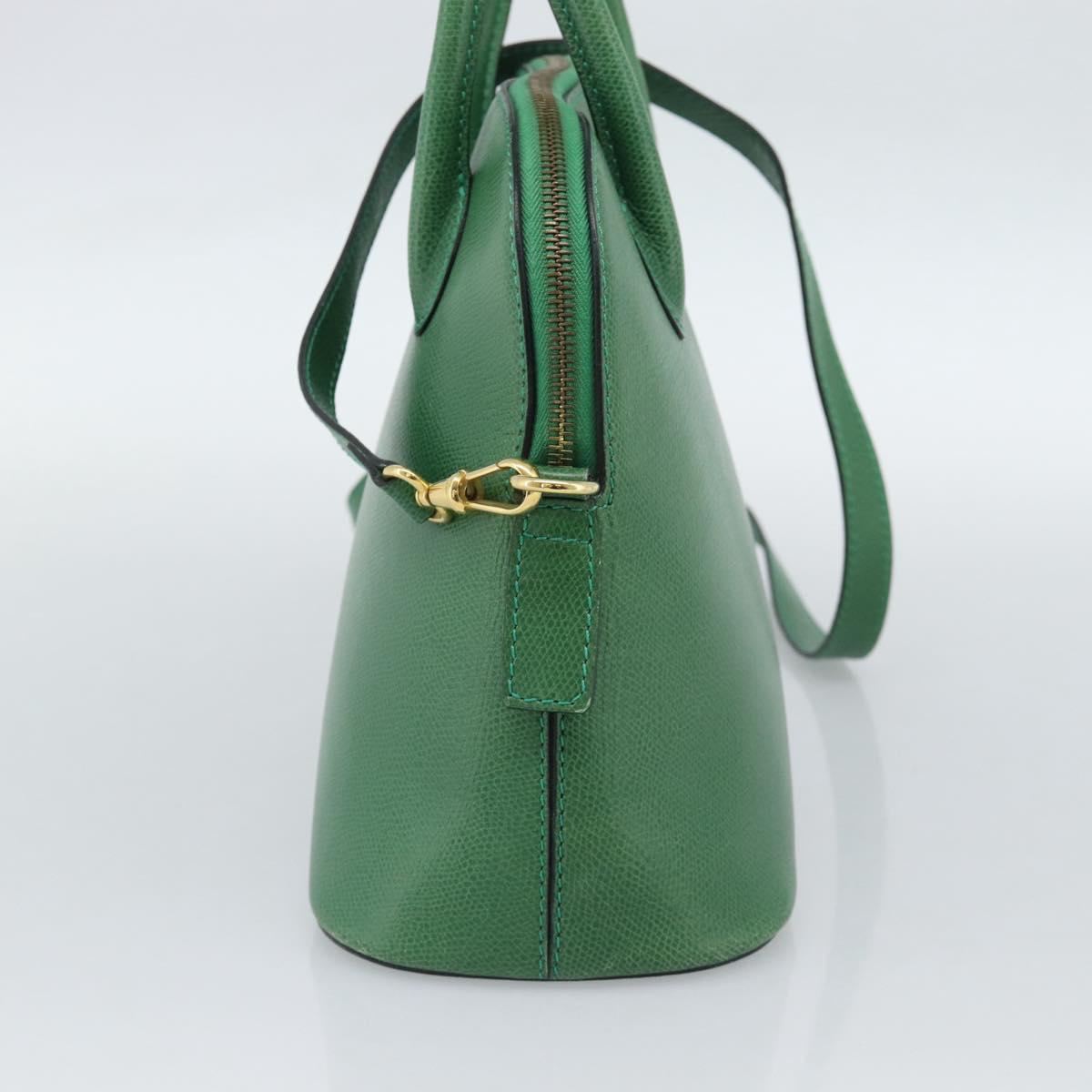 CELINE Hand Bag Leather 2way Green Gold Auth 190825A