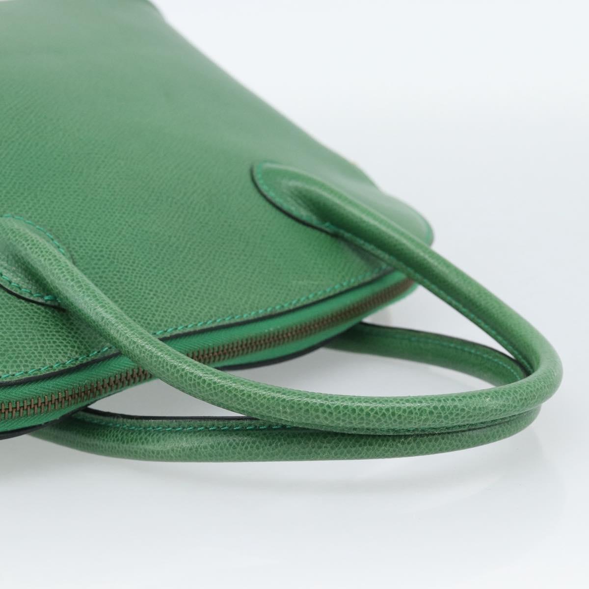 CELINE Hand Bag Leather 2way Green Gold Auth 190825A
