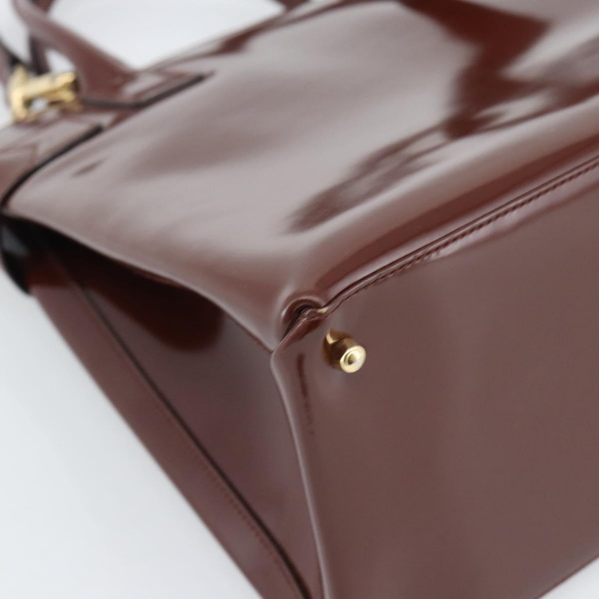 GUCCI Tote Bag Patent Leather 2way Bordeaux Gold 000 1669 0503 Auth 190826