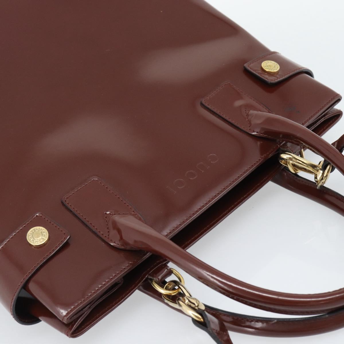 GUCCI Tote Bag Patent Leather 2way Bordeaux Gold 000 1669 0503 Auth 190826