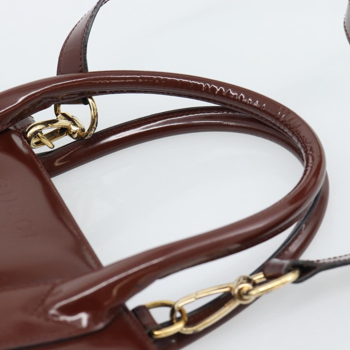 GUCCI Tote Bag Patent Leather 2way Bordeaux Gold 000 1669 0503 Auth 190826
