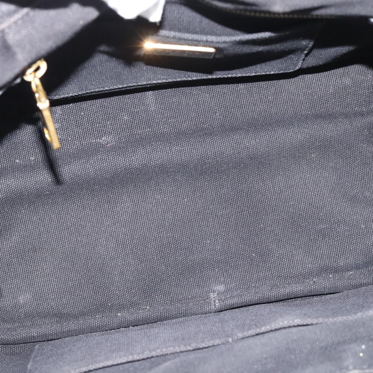 PRADA Bijoux Canapa PM Hand Bag Canvas Black Gold Auth 190827
