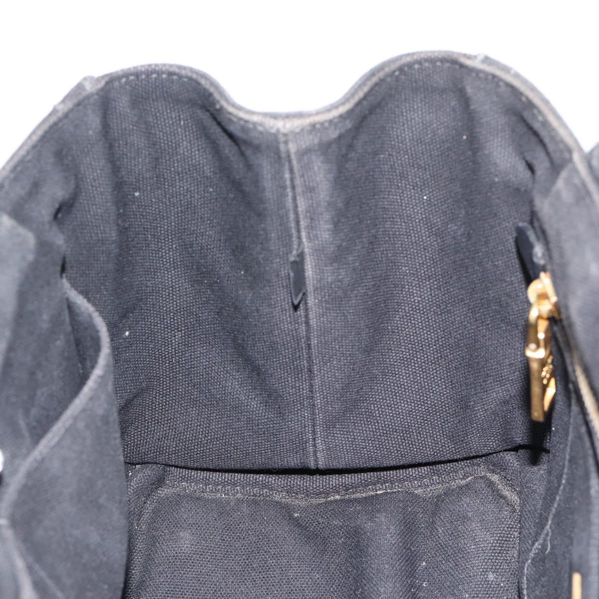 PRADA Bijoux Canapa PM Hand Bag Canvas Black Gold Auth 190827