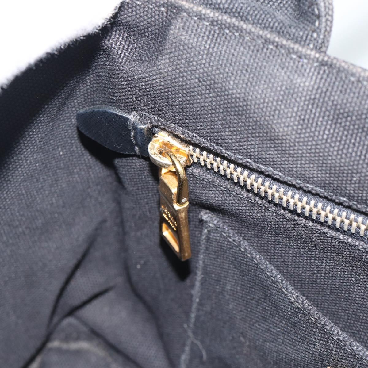 PRADA Bijoux Canapa PM Hand Bag Canvas Black Gold Auth 190827