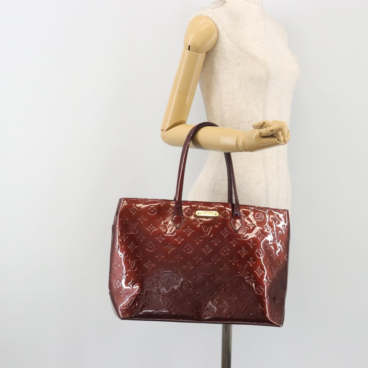 LOUIS VUITTON Monogram Vernis Wilshire MM Hand Bag Amarante M91645 Auth 190828