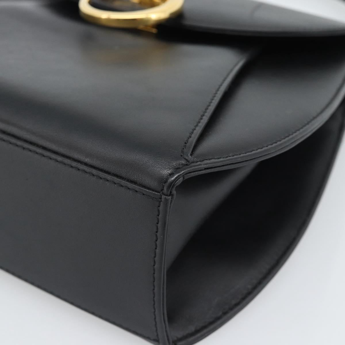 CARTIER PANTHERE Hand Bag Leather Black Gold Auth 190829
