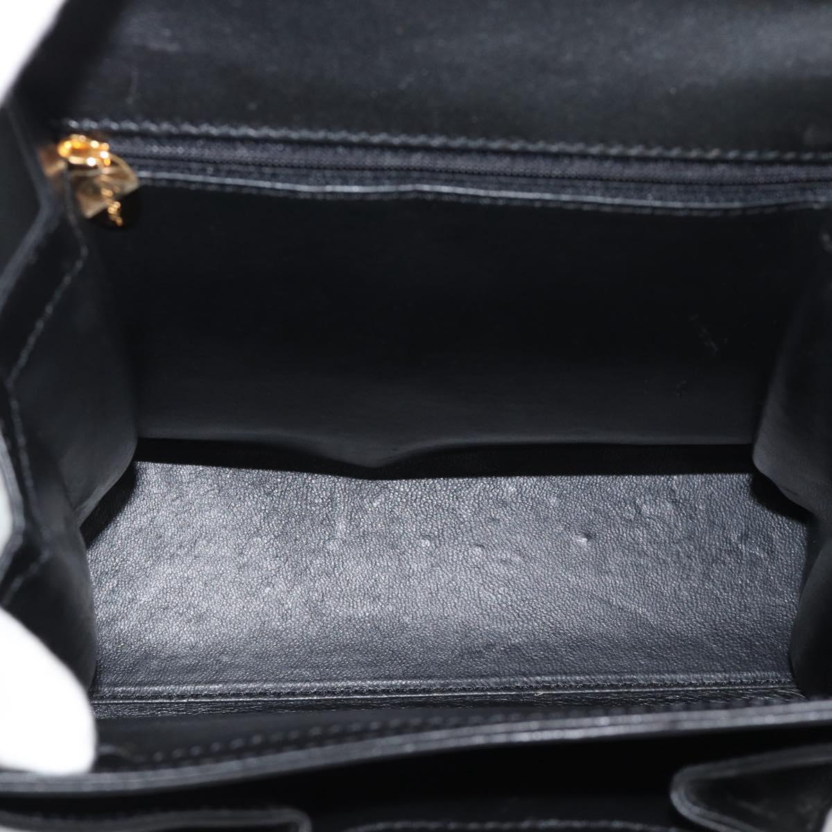 CARTIER PANTHERE Hand Bag Leather Black Gold Auth 190829