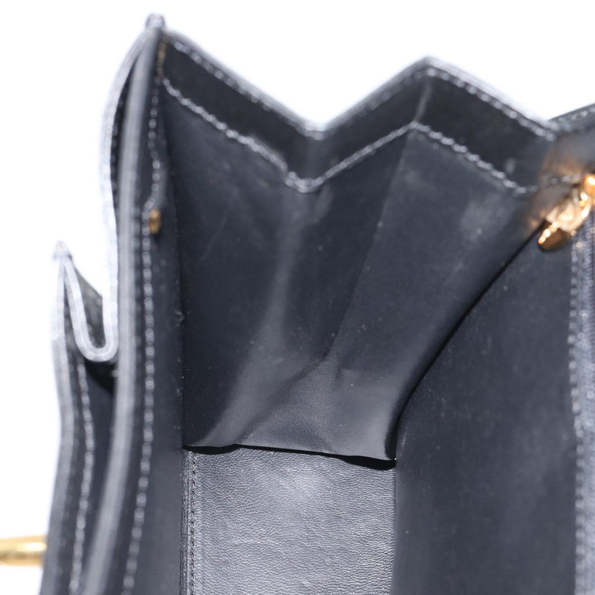 CARTIER PANTHERE Hand Bag Leather Black Gold Auth 190829