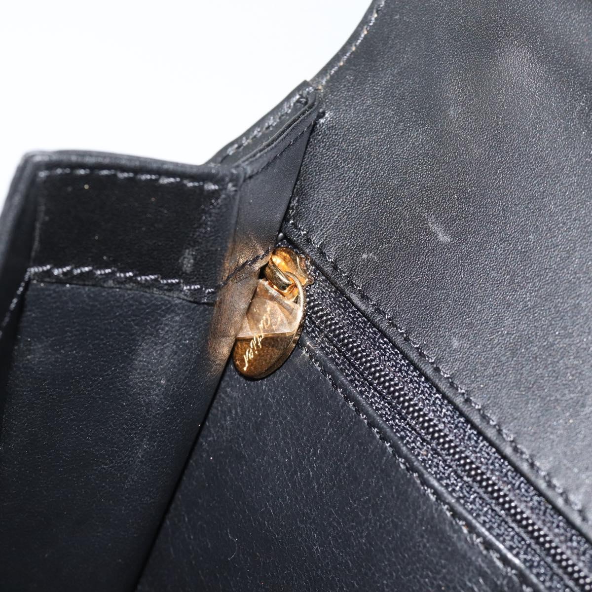 CARTIER PANTHERE Hand Bag Leather Black Gold Auth 190829