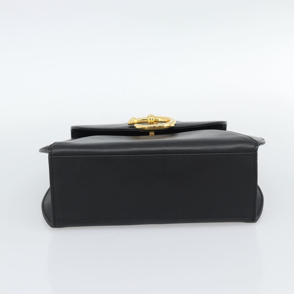 CARTIER PANTHERE Hand Bag Leather Black Gold Auth 190829