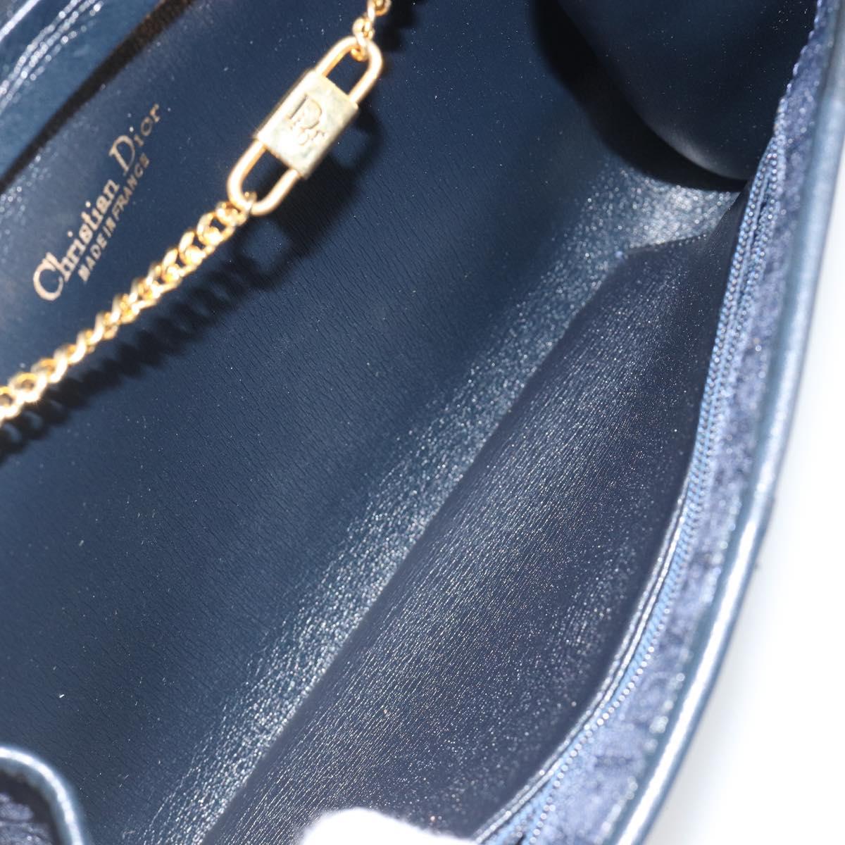 Christian Dior Trotter Canvas Shoulder Bag Navy Gold Auth 190830A