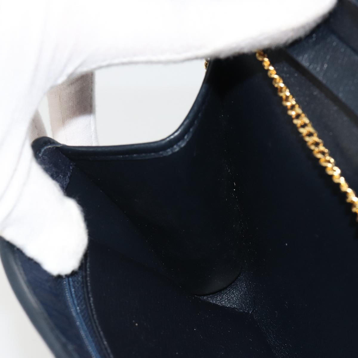 Christian Dior Trotter Canvas Shoulder Bag Navy Gold Auth 190830A