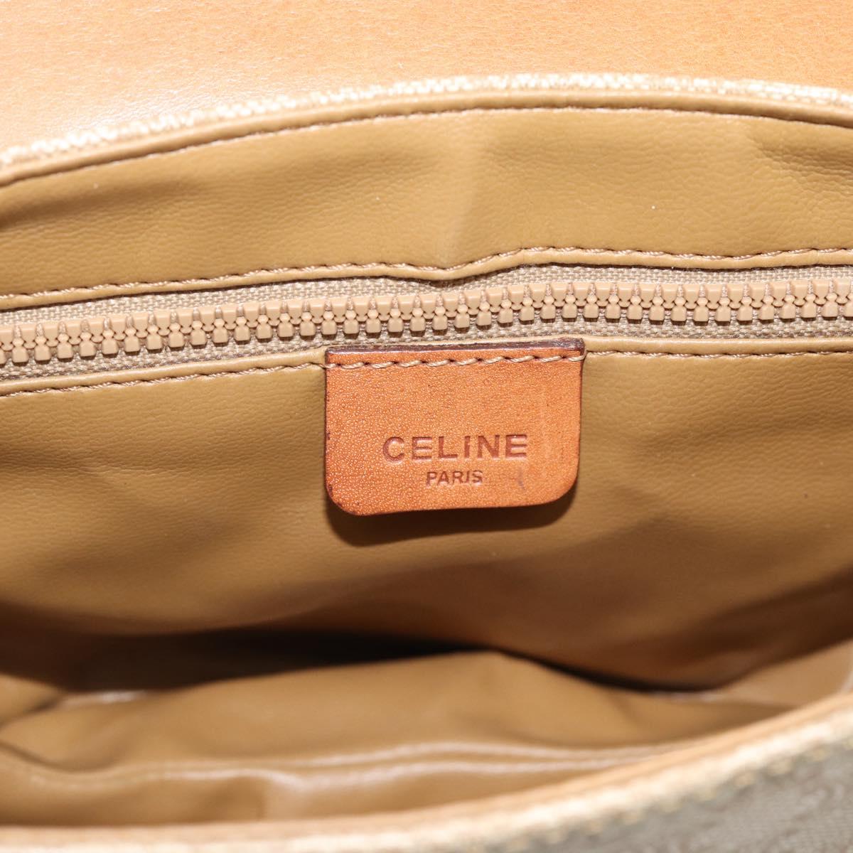 CELINE Macadam Canvas Shoulder Bag PVC Beige Gold Auth 190832A