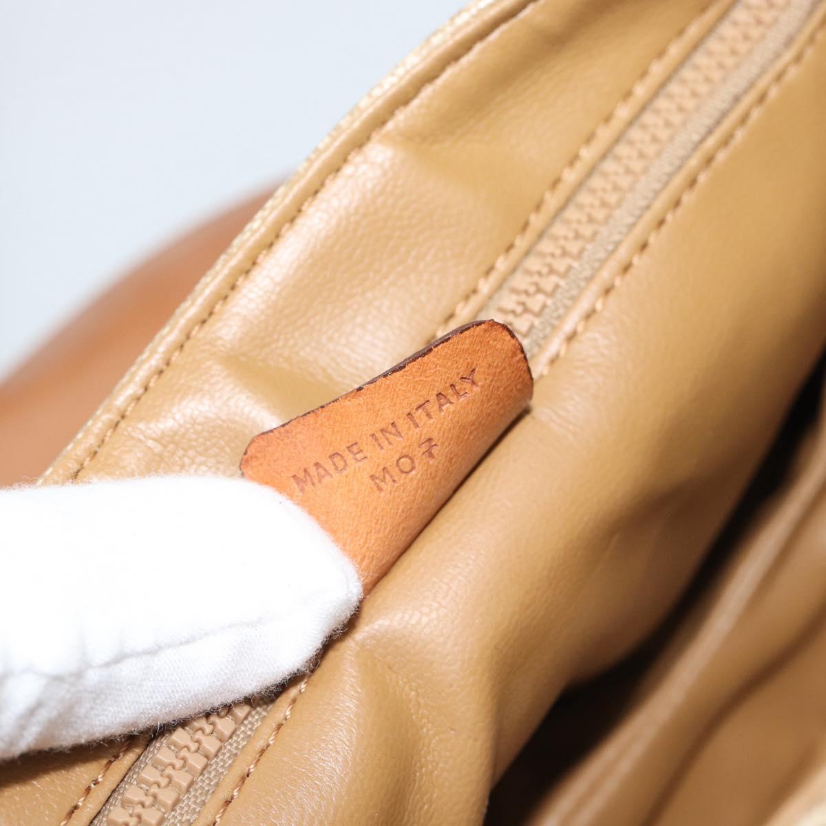 CELINE Macadam Canvas Shoulder Bag PVC Beige Gold Auth 190832A