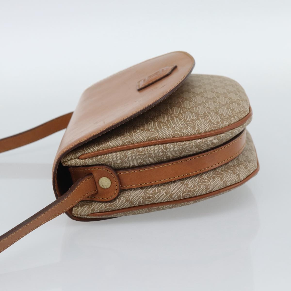 CELINE Macadam Canvas Shoulder Bag PVC Beige Gold Auth 190832A