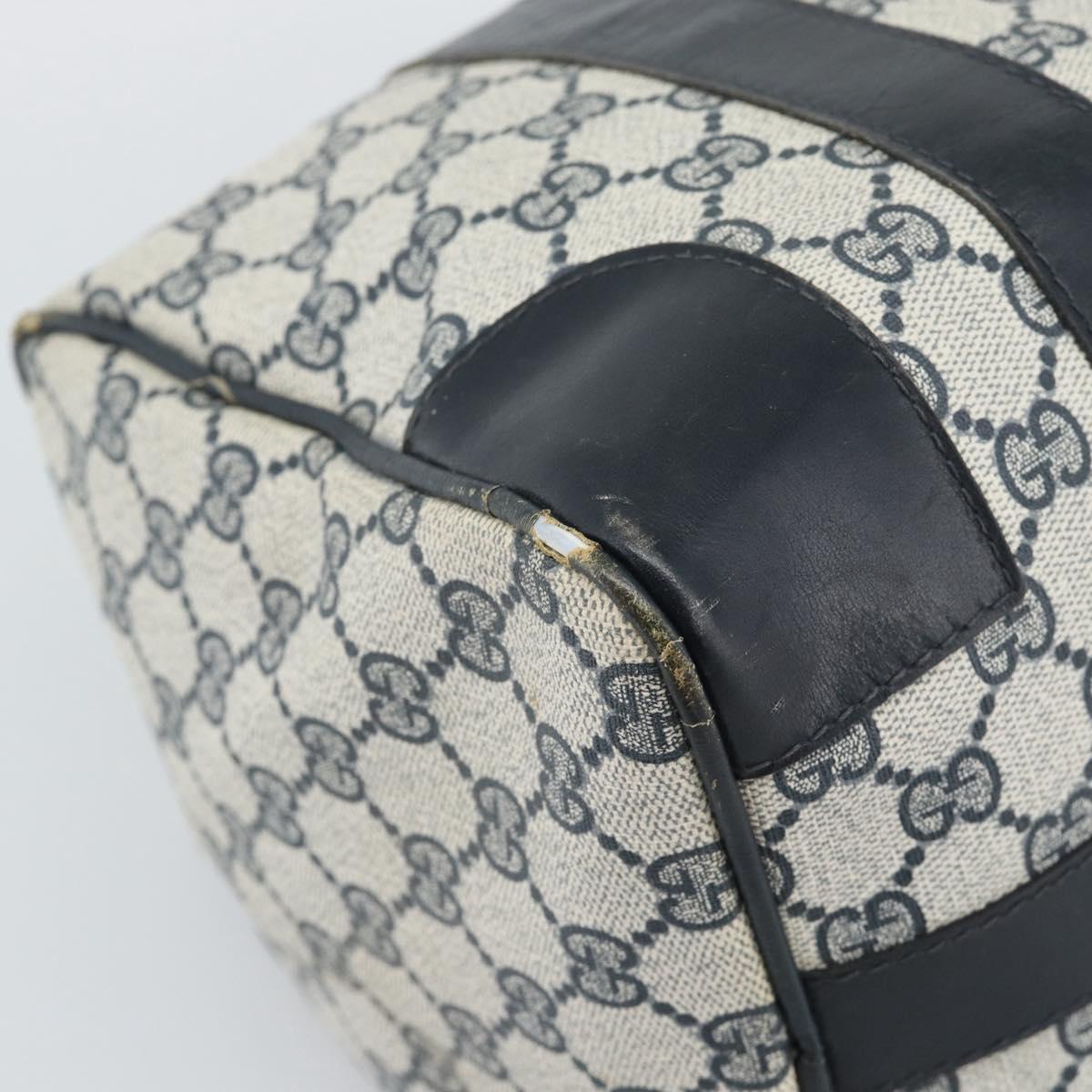 GUCCI GG Supreme Sherry Line Boston Bag Navy Gold Auth 190835