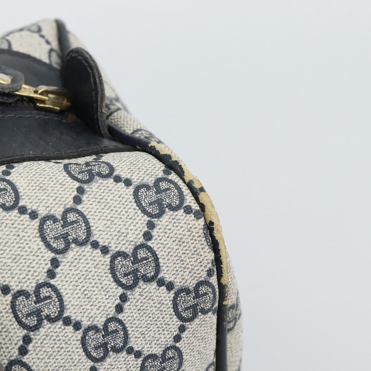 GUCCI GG Supreme Sherry Line Boston Bag Navy Gold Auth 190835