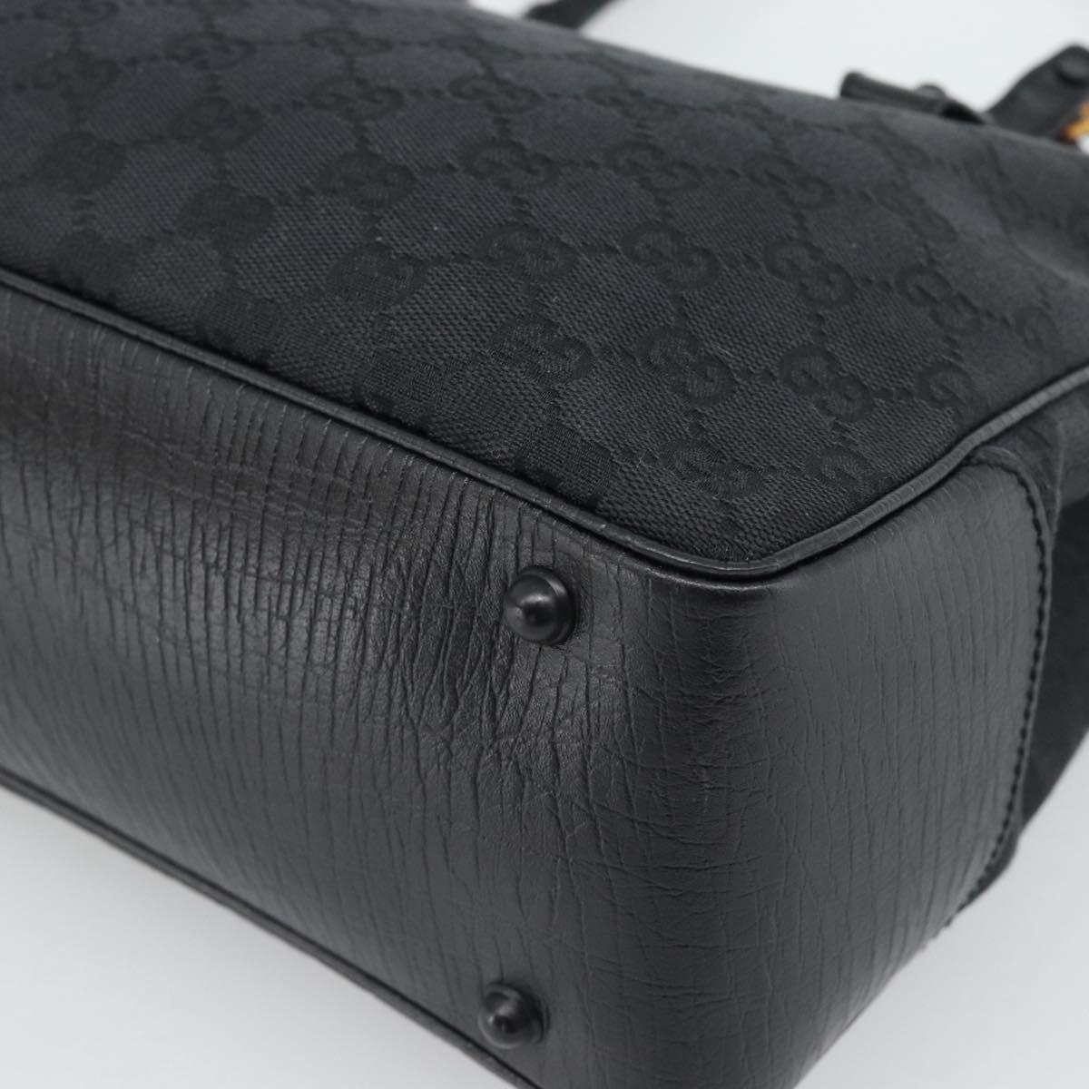 GUCCI GG Canvas Bamboo Hand Bag Black 112526 Auth 190836A