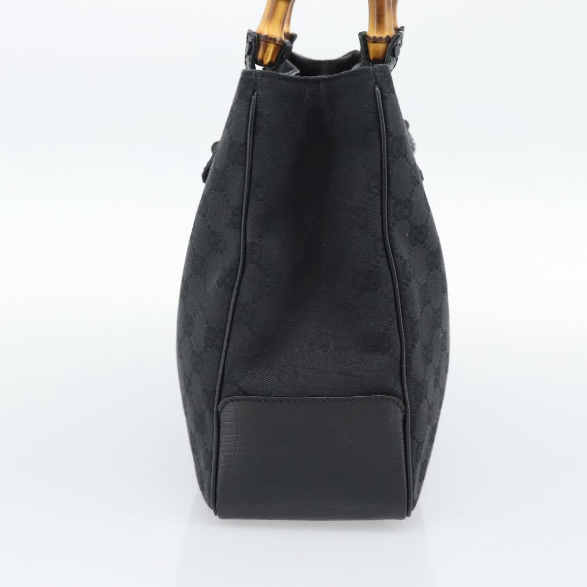 GUCCI GG Canvas Bamboo Hand Bag Black 112526 Auth 190836A