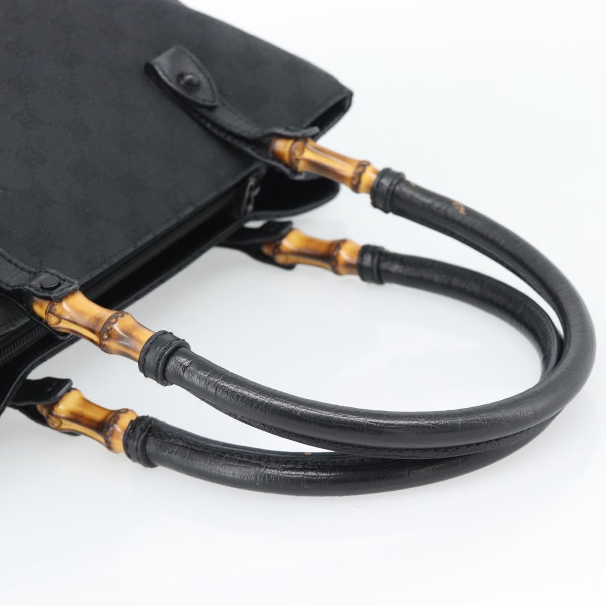 GUCCI GG Canvas Bamboo Hand Bag Black 112526 Auth 190836A