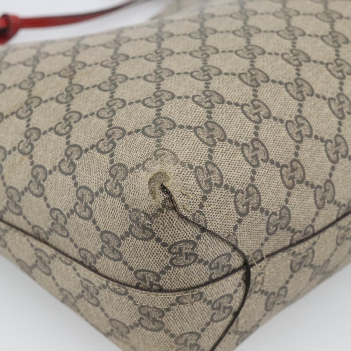 GUCCI GG Supreme Tote Bag PVC Leather Reversible Red Beige Auth 190841