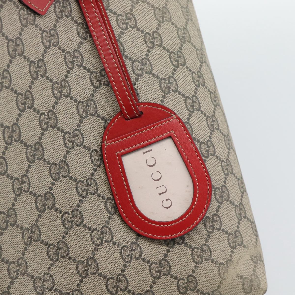 GUCCI GG Supreme Tote Bag PVC Leather Reversible Red Beige Auth 190841