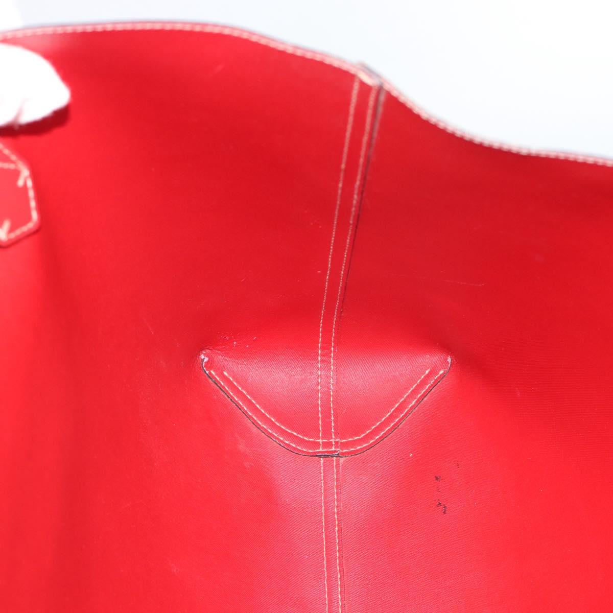 GUCCI GG Supreme Tote Bag PVC Leather Reversible Red Beige Auth 190841