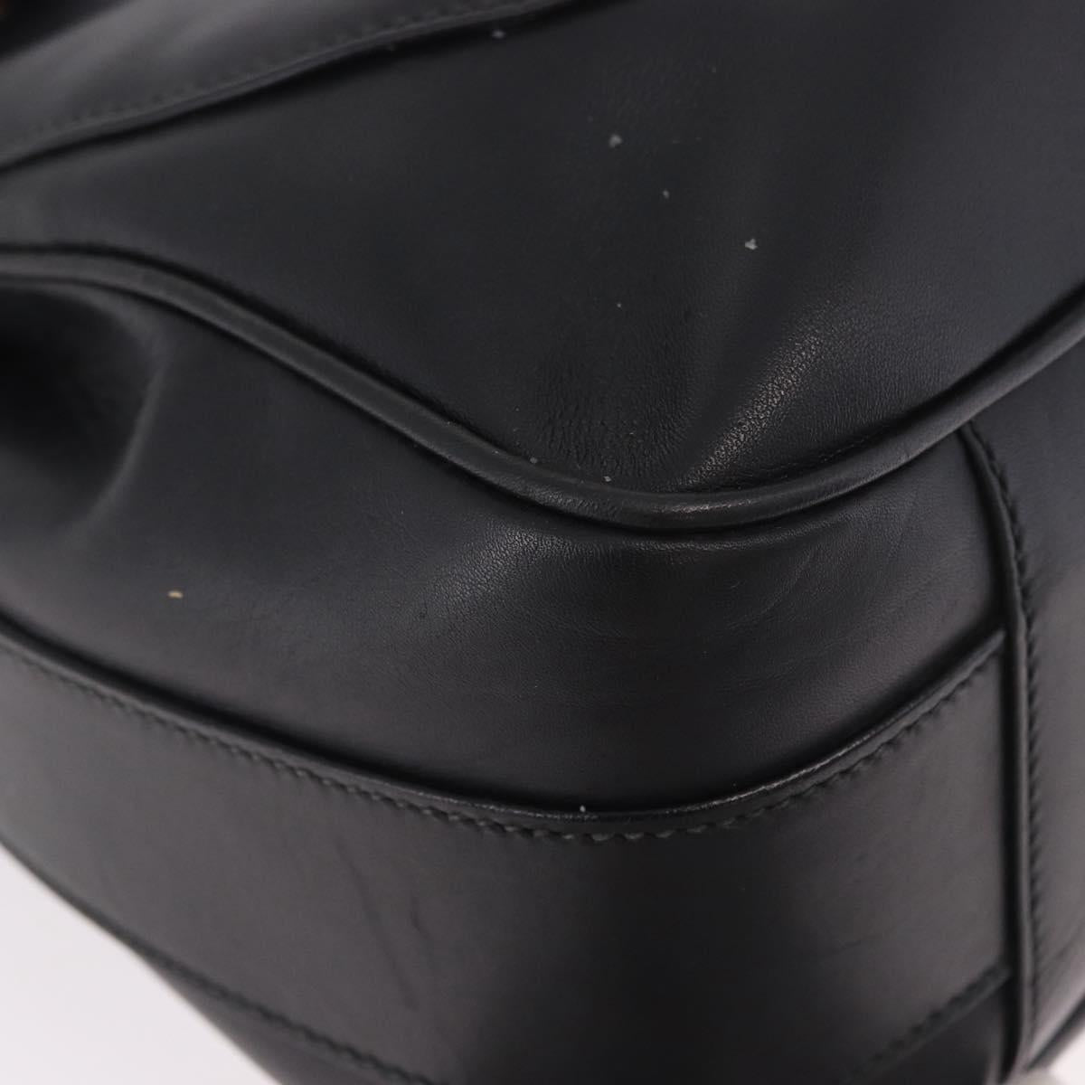 GUCCI Shoulder Bag Leather Black Gold 001 58 1563 Auth 190847