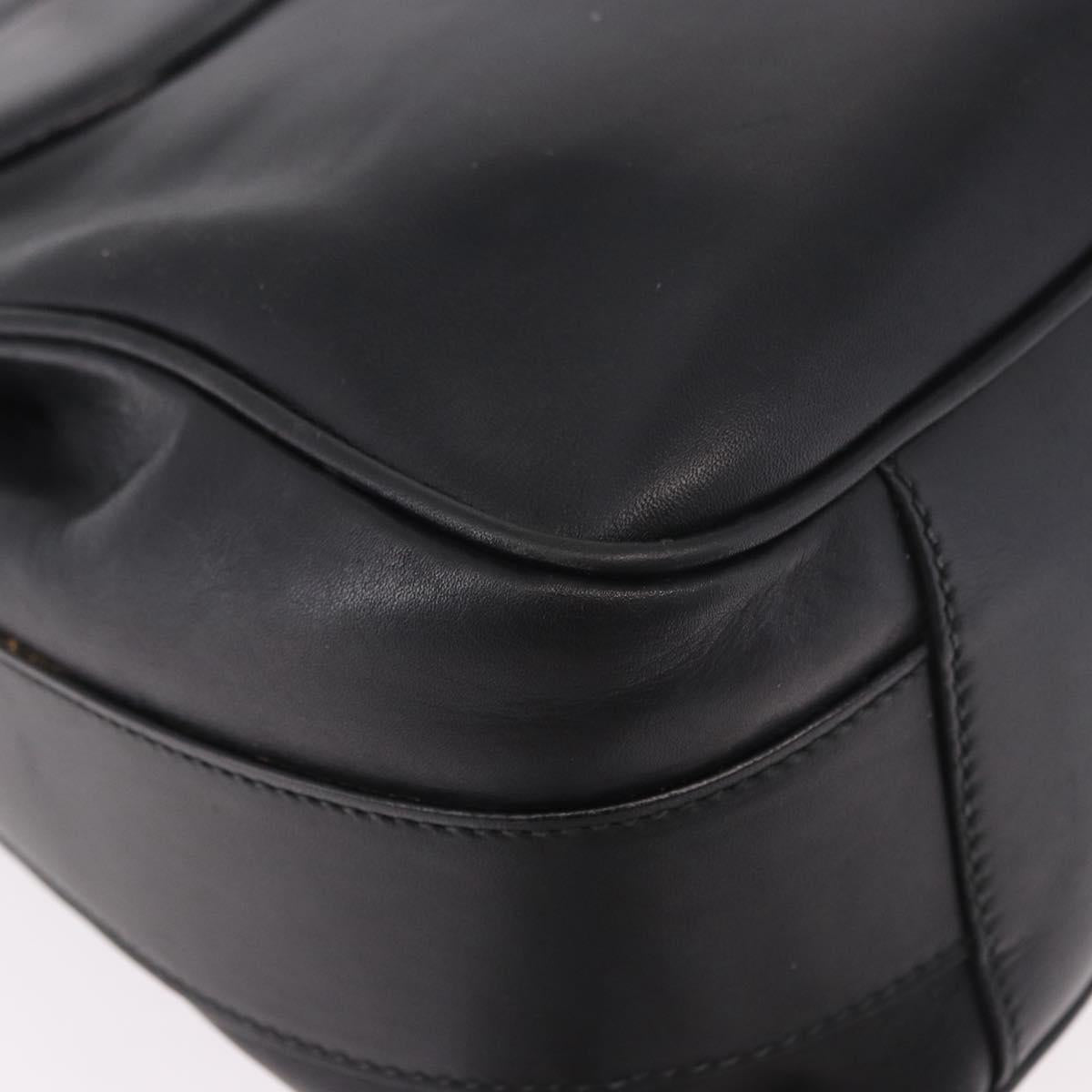 GUCCI Shoulder Bag Leather Black Gold 001 58 1563 Auth 190847