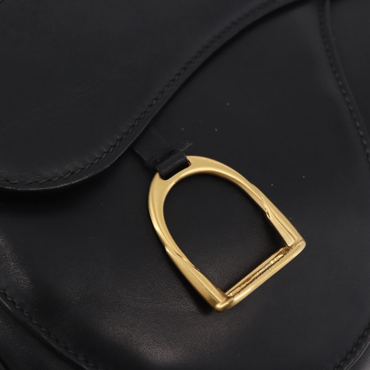 GUCCI Shoulder Bag Leather Black Gold 001 58 1563 Auth 190847