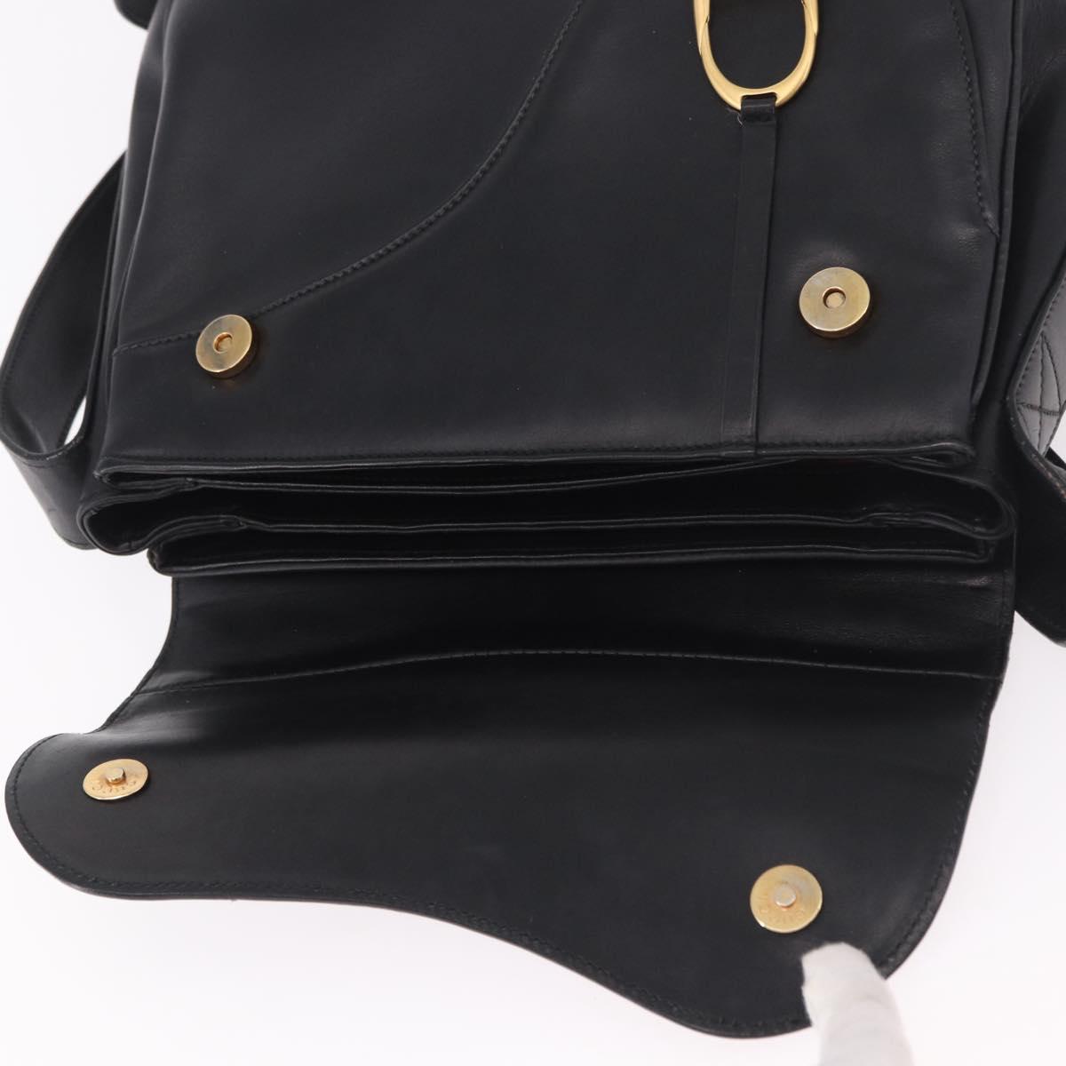 GUCCI Shoulder Bag Leather Black Gold 001 58 1563 Auth 190847