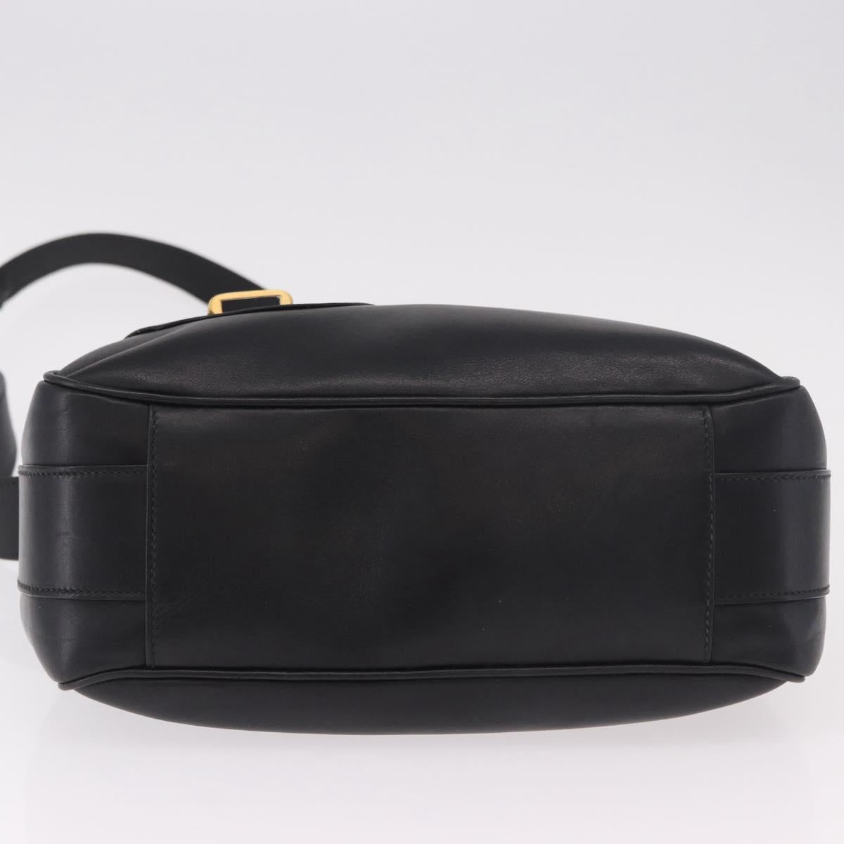 GUCCI Shoulder Bag Leather Black Gold 001 58 1563 Auth 190847