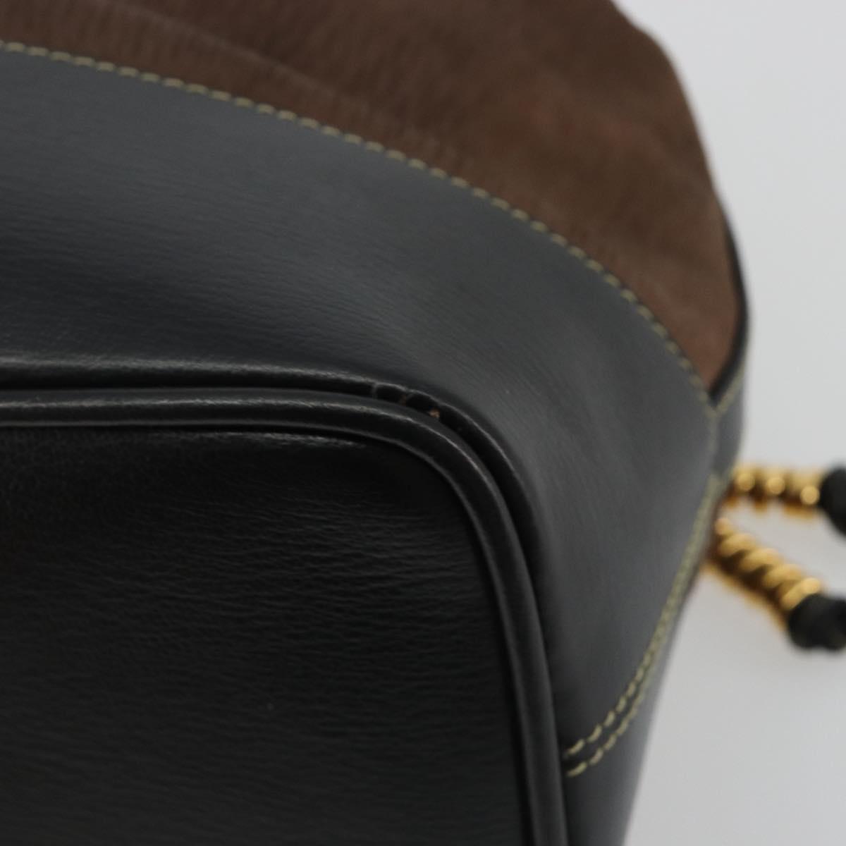 LOEWE Velazquez Shoulder Bag Leather Brown Gold Auth 190849A