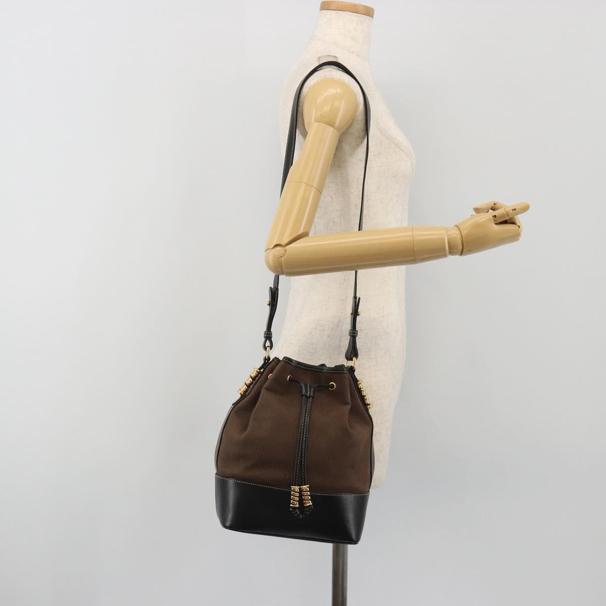 LOEWE Velazquez Shoulder Bag Leather Brown Gold Auth 190849A