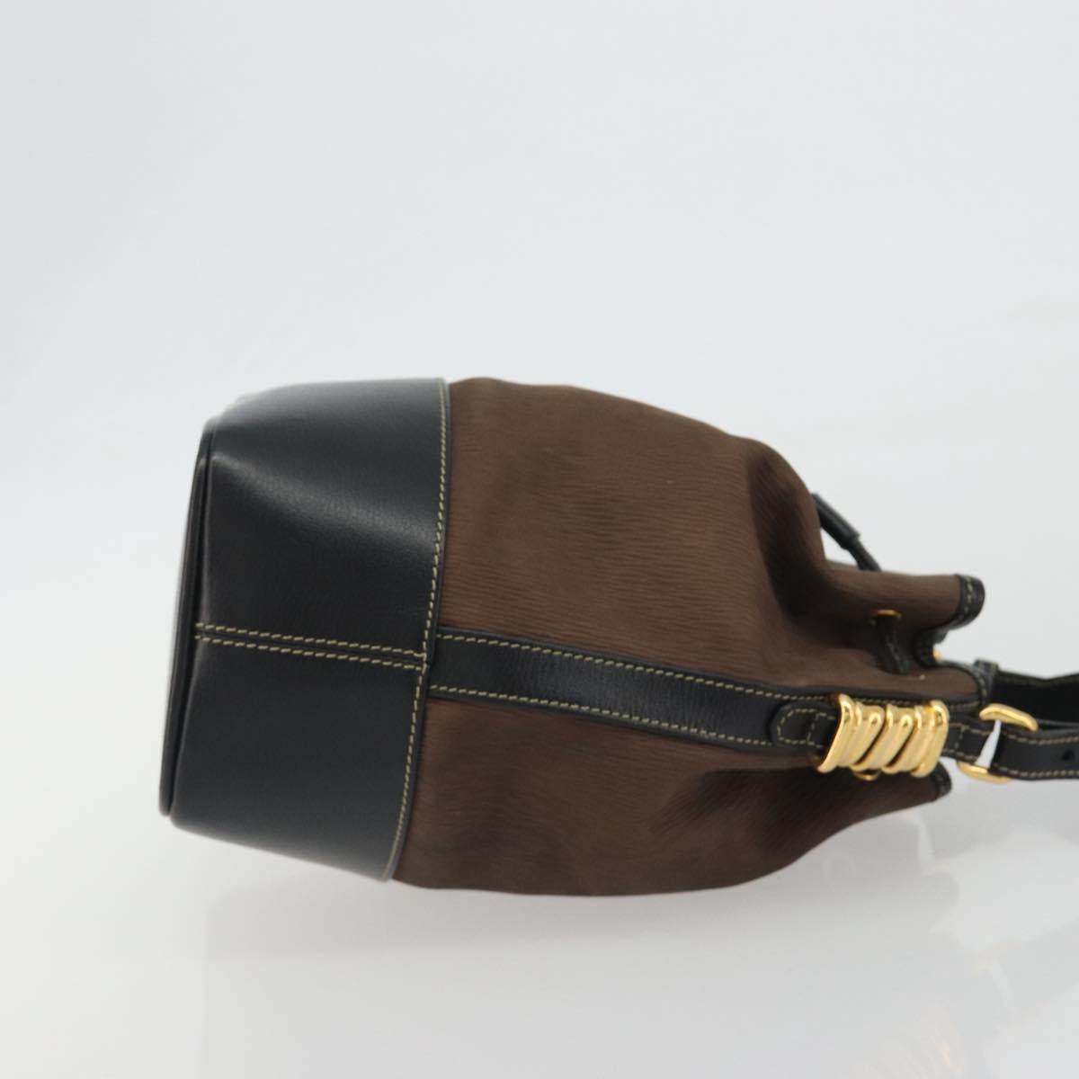 LOEWE Velazquez Shoulder Bag Leather Brown Gold Auth 190849A