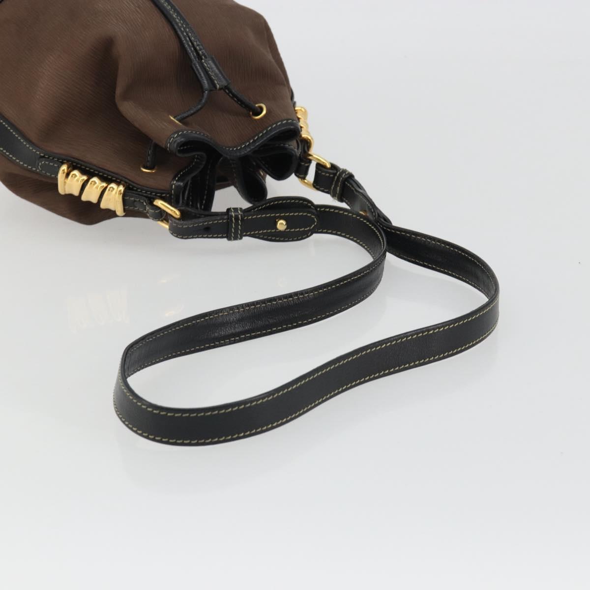LOEWE Velazquez Shoulder Bag Leather Brown Gold Auth 190849A