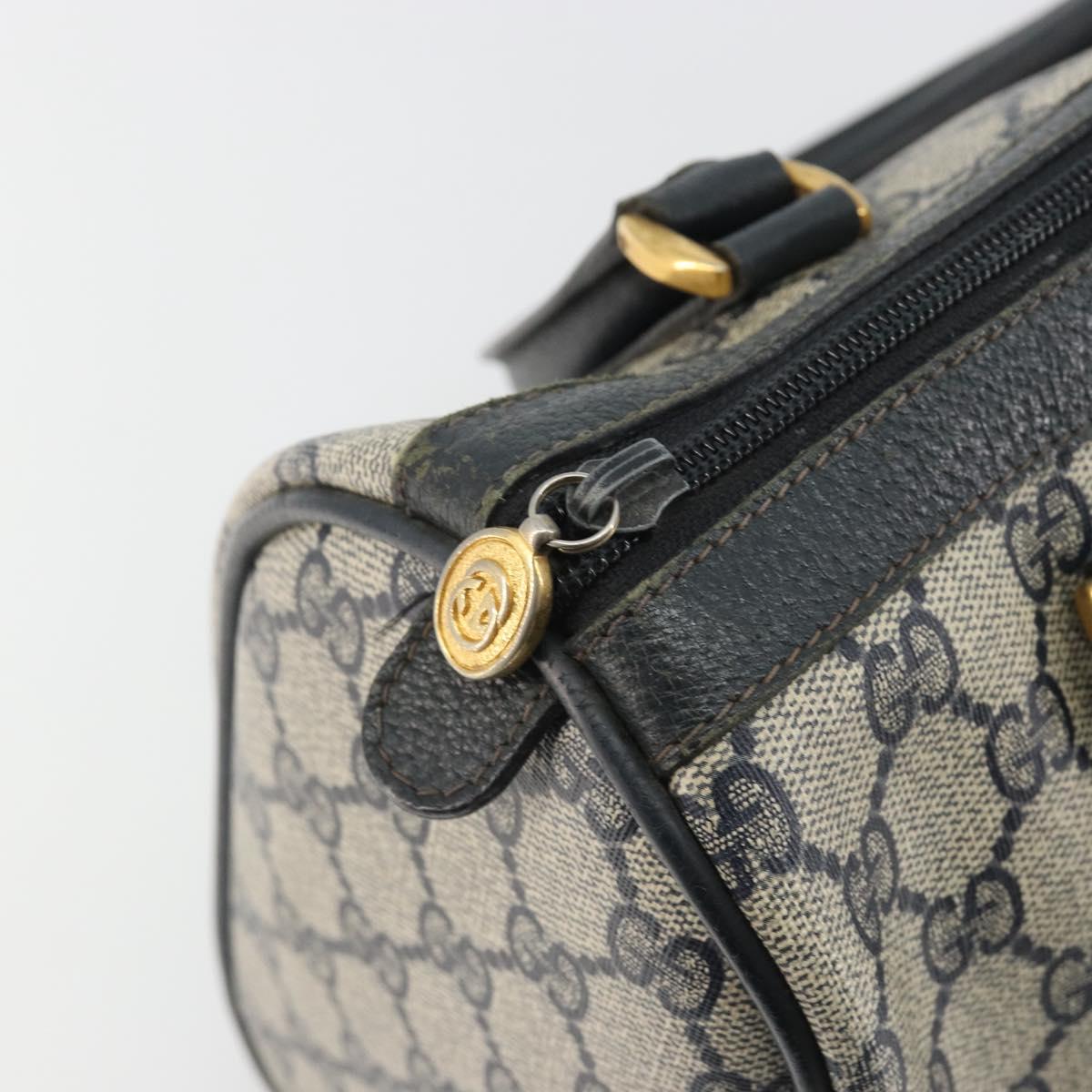 GUCCI GG Supreme Sherry Line Boston Bag PVC Navy Gold 40 02 006 Auth 190850