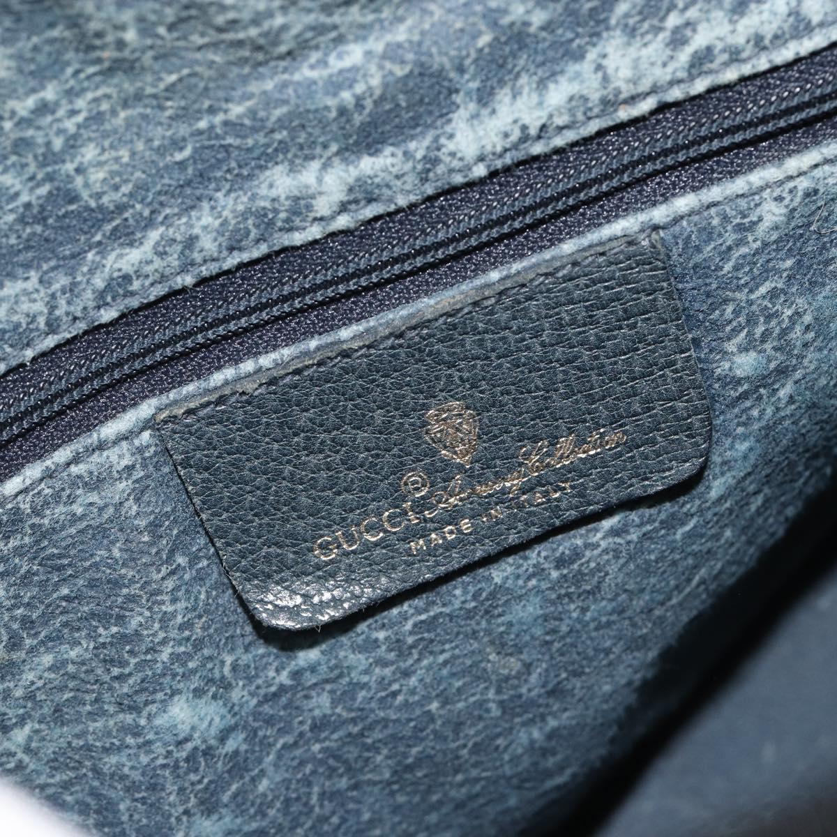 GUCCI GG Supreme Sherry Line Boston Bag PVC Navy Gold 40 02 006 Auth 190850