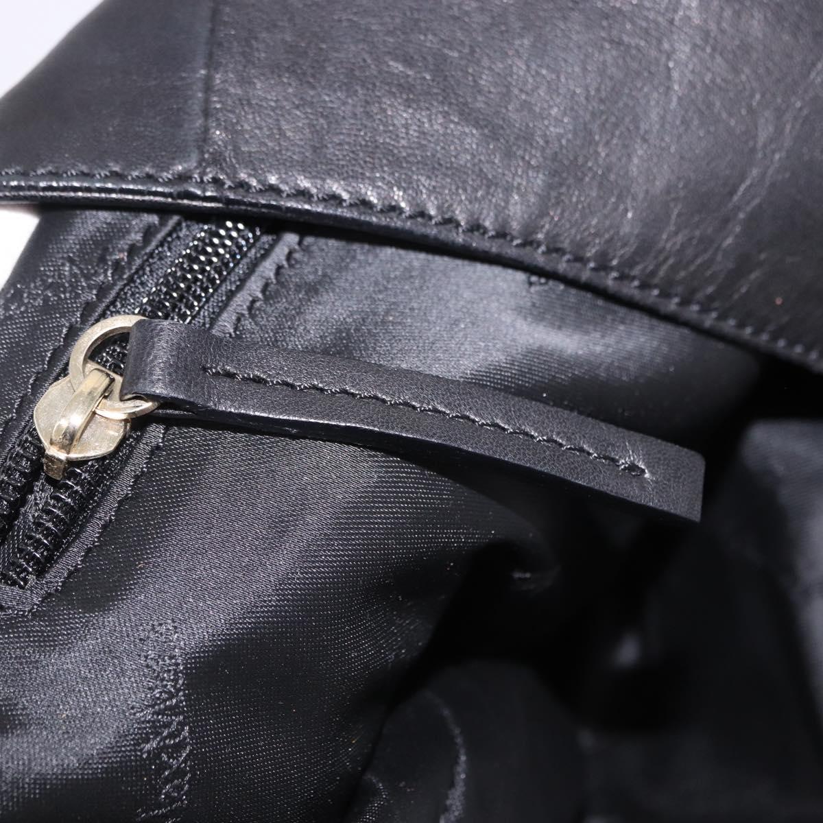 Max Mara Shoulder Bag Leather Black Gold Auth 190851A