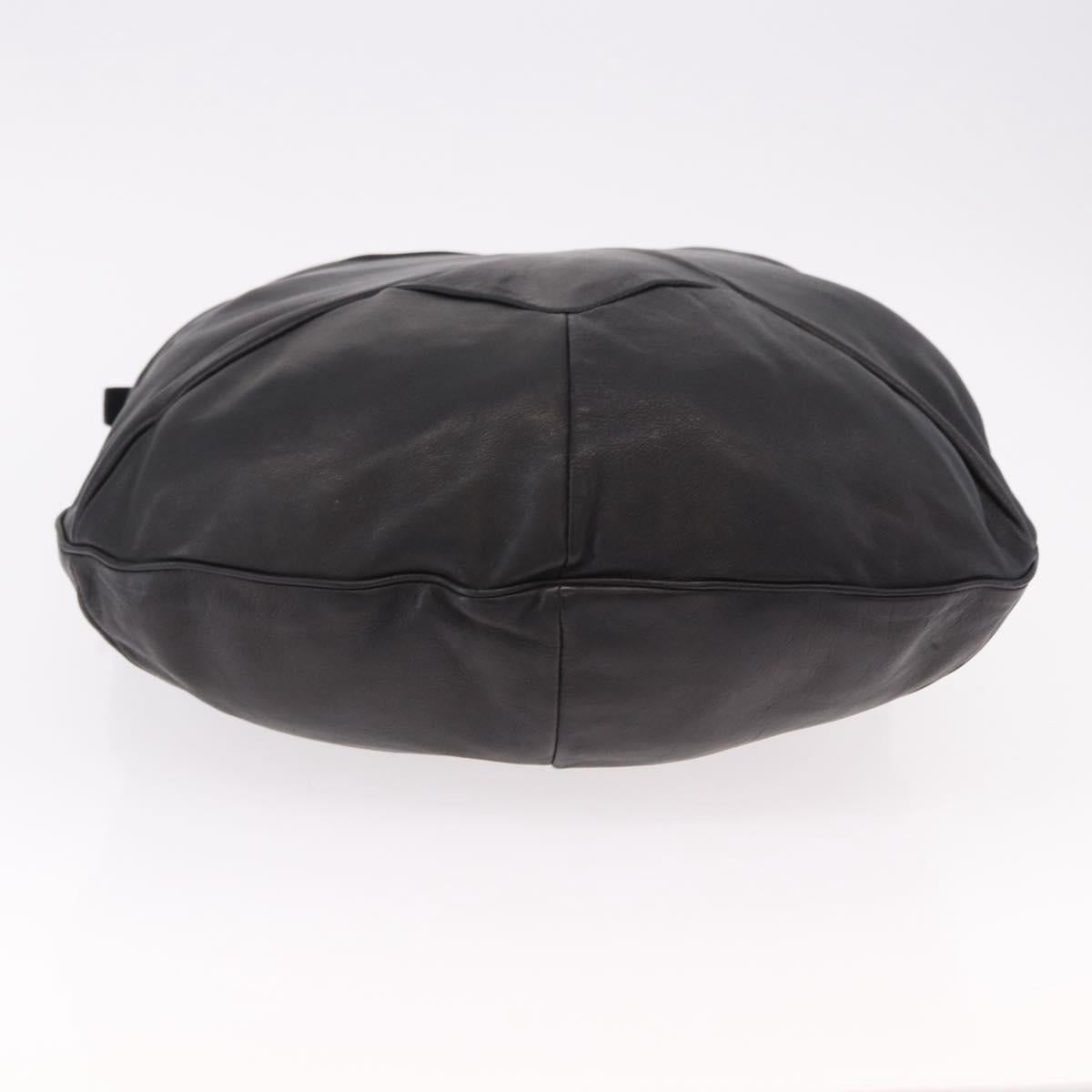 Max Mara Shoulder Bag Leather Black Gold Auth 190851A