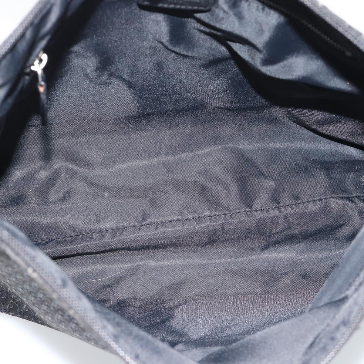 Christian Dior Trotter Canvas Shoulder Bag Black Silver Auth 190852A