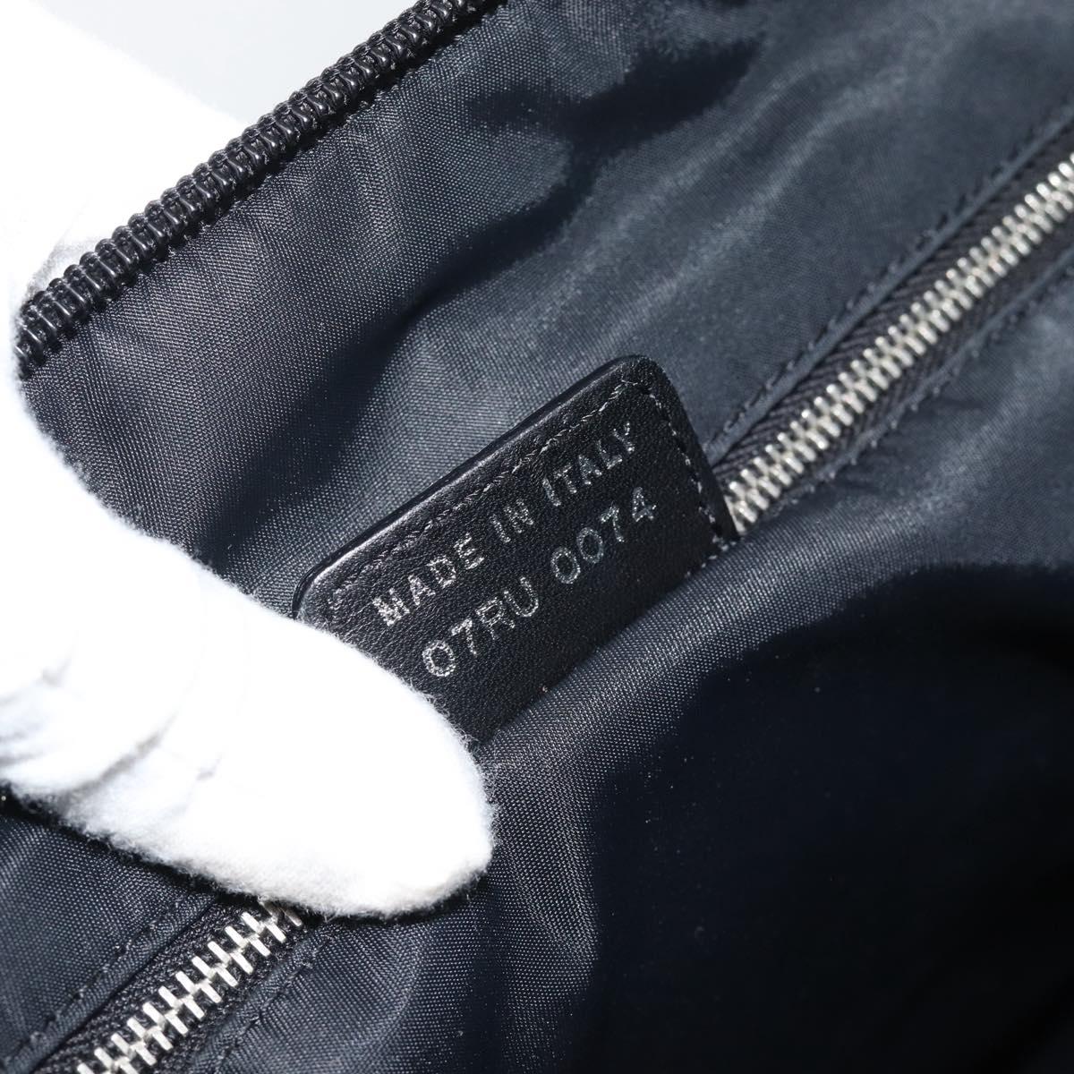 Christian Dior Trotter Canvas Shoulder Bag Black Silver Auth 190852A