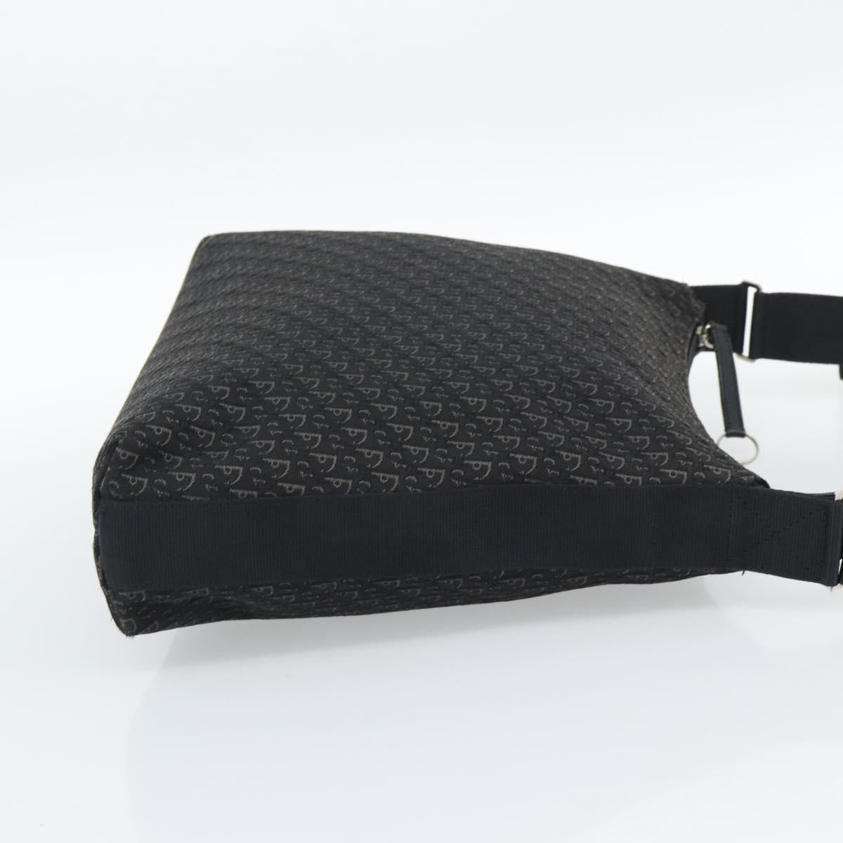Christian Dior Trotter Canvas Shoulder Bag Black Silver Auth 190852A