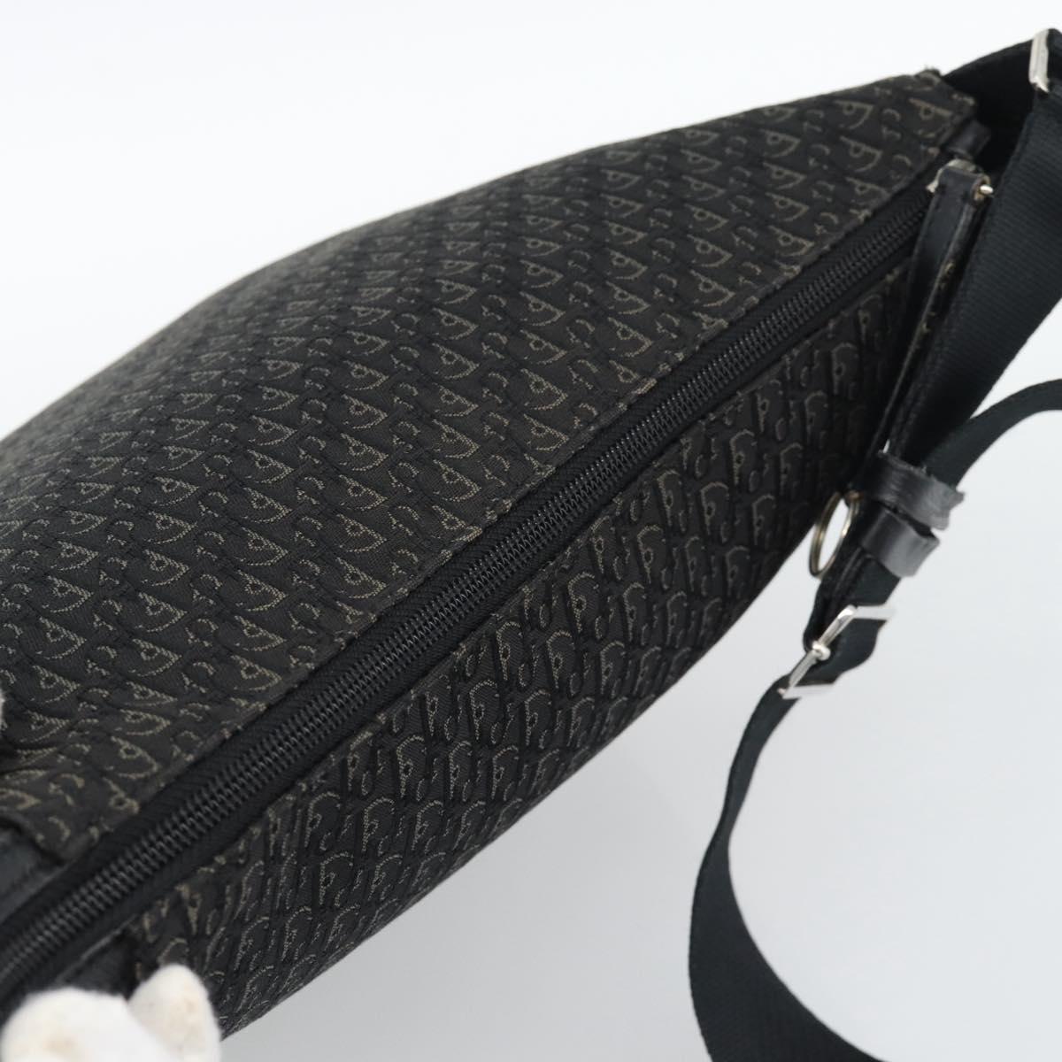 Christian Dior Trotter Canvas Shoulder Bag Black Silver Auth 190852A