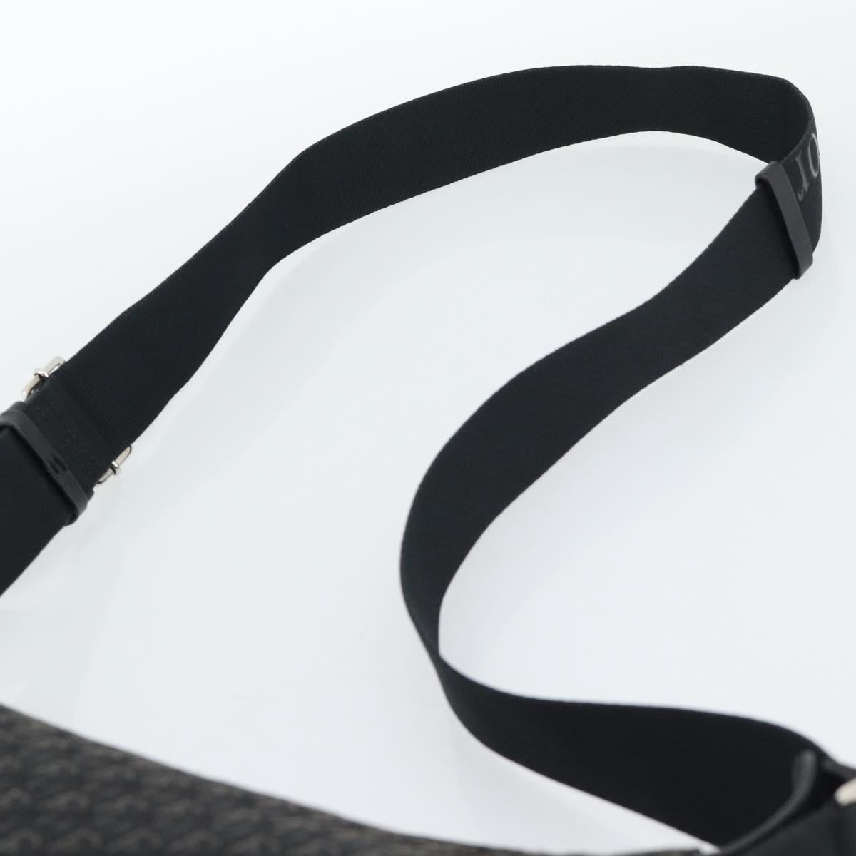 Christian Dior Trotter Canvas Shoulder Bag Black Silver Auth 190852A