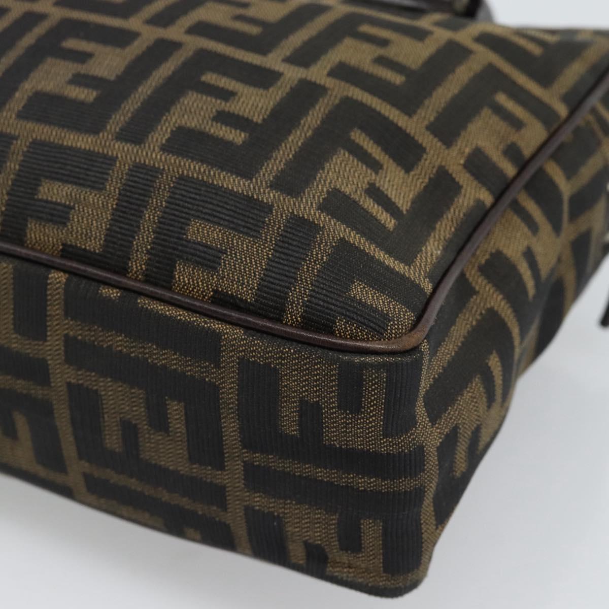 FENDI Zucca Canvas Hand Bag Black Brown Auth 190854