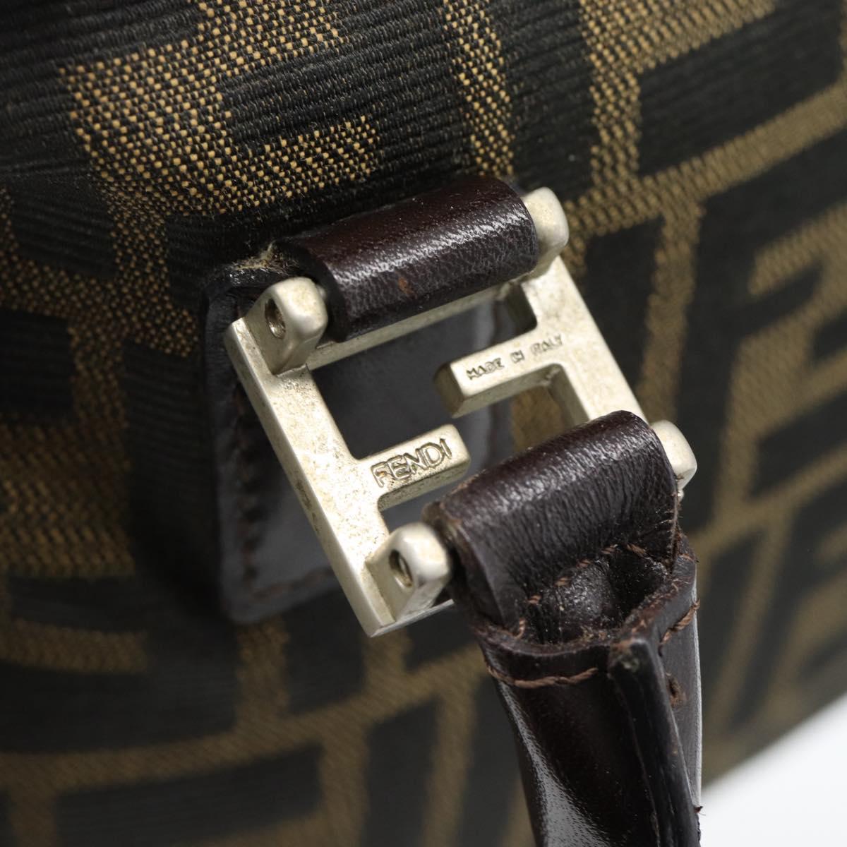 FENDI Zucca Canvas Hand Bag Black Brown Auth 190854