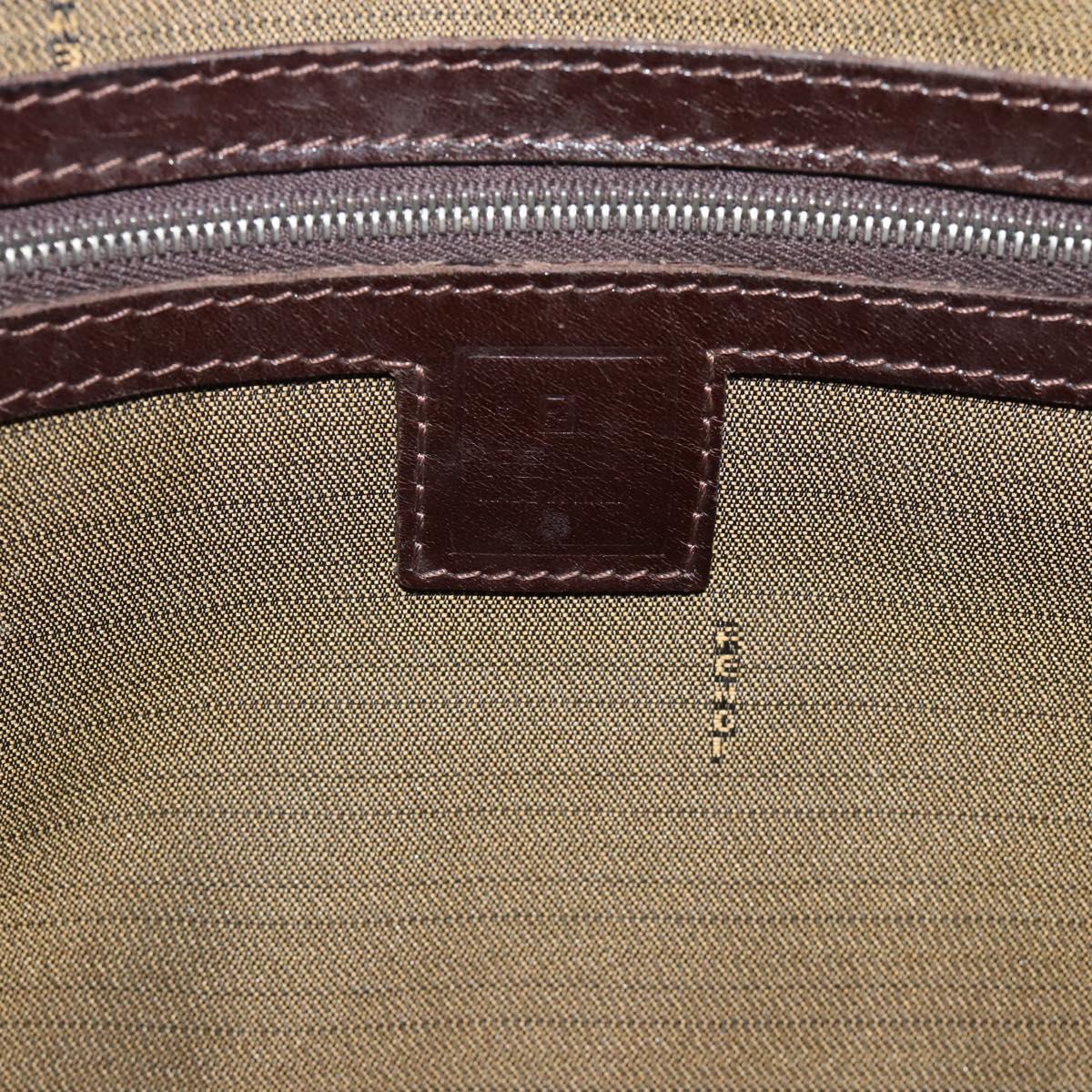 FENDI Zucca Canvas Hand Bag Black Brown Auth 190854