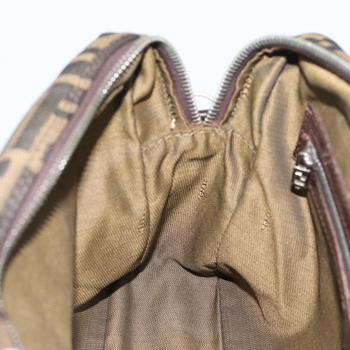 FENDI Zucca Canvas Hand Bag Black Brown Auth 190854